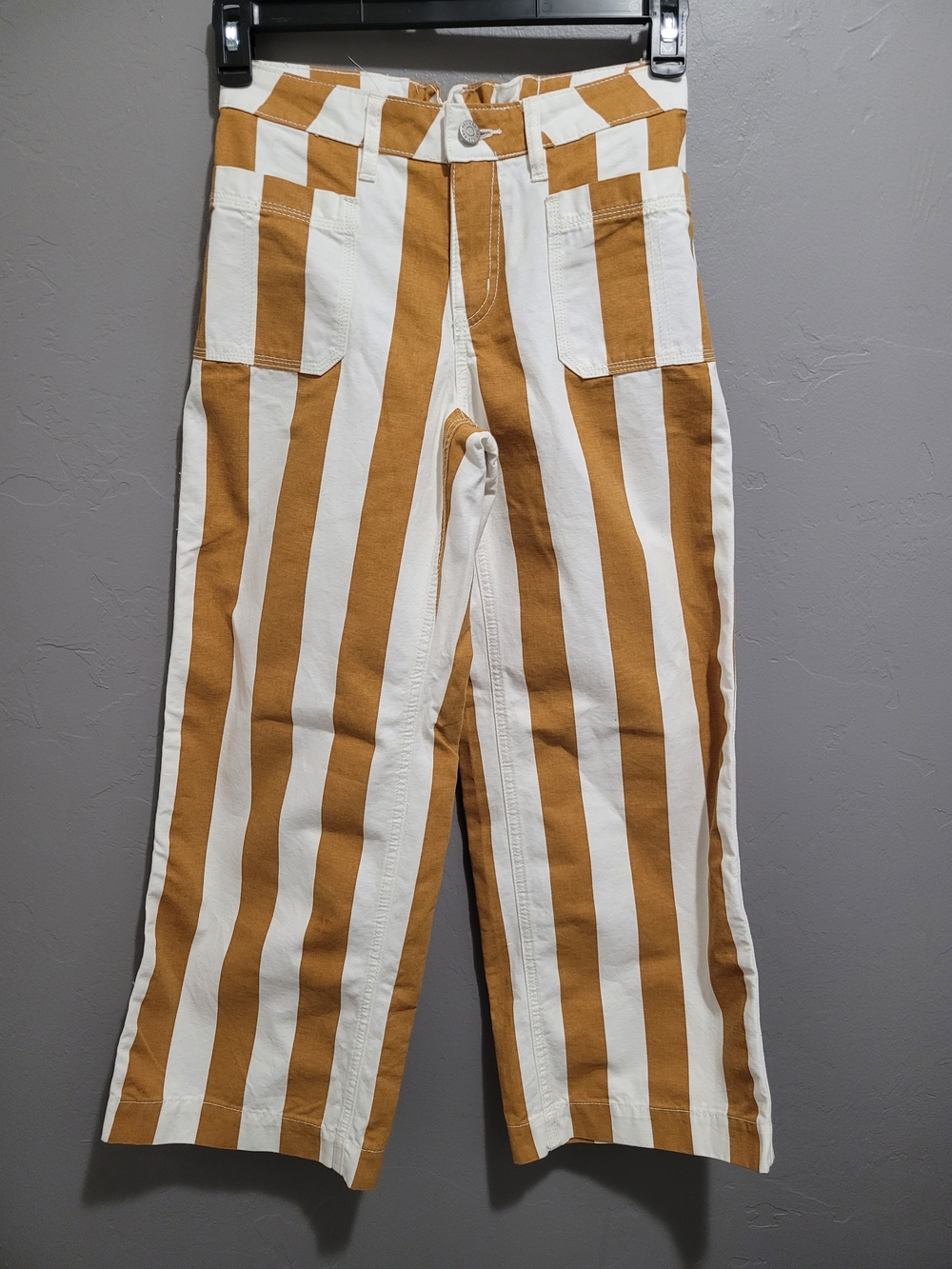 BDG Tan & White Vertical Stripe Cropped Pants Urban Outfitters